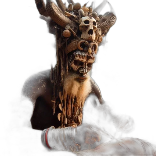 mask, staff, face, creature transparent PNG cut-out