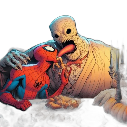 comic book art, concept art, spider-man, shares transparent PNG cut-out
