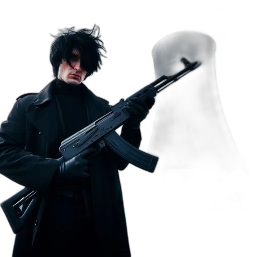 weapon, jacket, staff, mask transparent PNG cut-out
