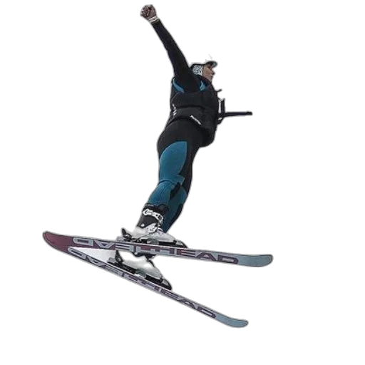 staff, skier, mid-air, their transparent PNG cut-out