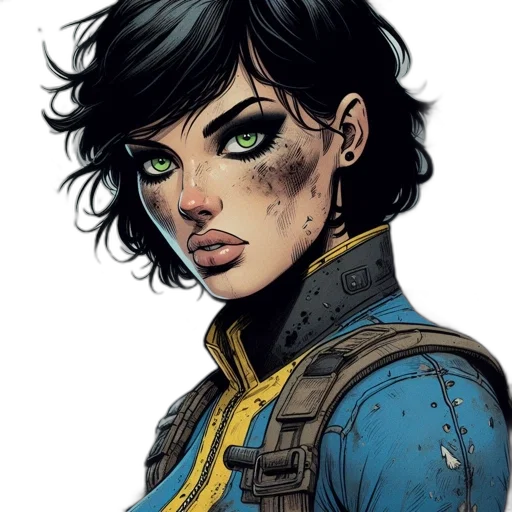 comic book art, concept art, fantasy art, cyberpunk transparent PNG cut-out