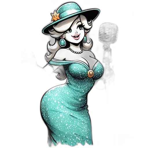dress, hat, staff, cartoon transparent PNG cut-out