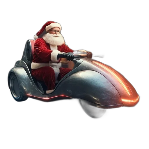 car, 3d render, concept art, santa transparent PNG cut-out