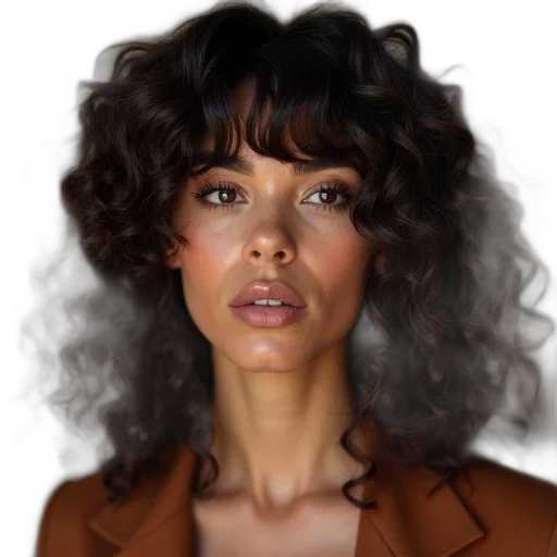 face, hair, jewelry, jacket transparent PNG cut-out