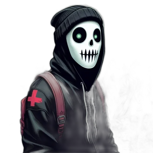 jacket, mask, face, staff transparent PNG cut-out