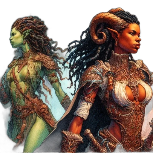 concept art, fantasy art, comic book art, earth tones transparent PNG cut-out