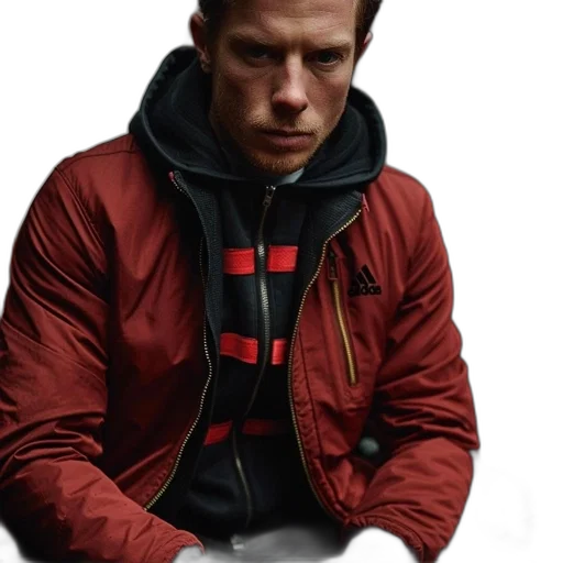 jacket, staff, face, photorealistic transparent PNG cut-out