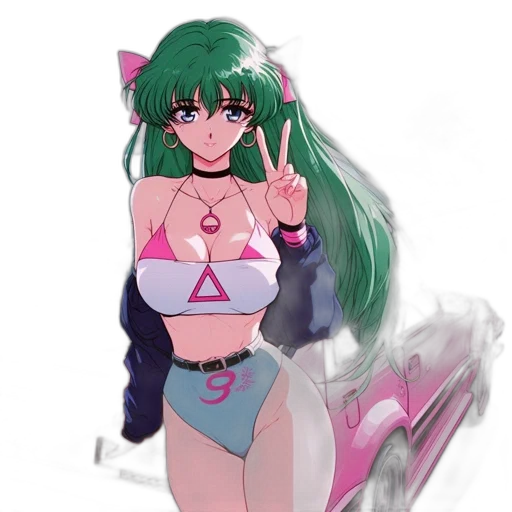 weapon, robot, dress, vaporwave transparent PNG cut-out