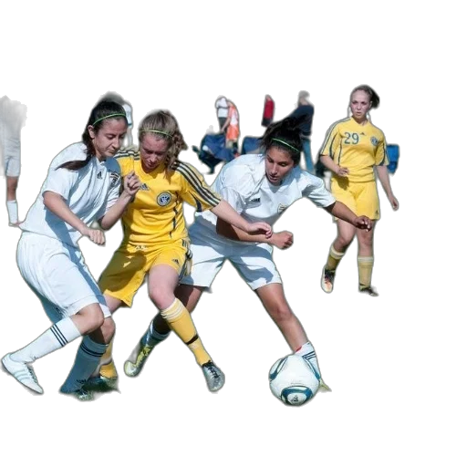 group, girls, playing, soccer transparent PNG cut-out