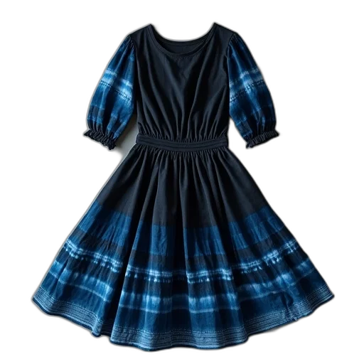 dress, blue, black, white transparent PNG cut-out