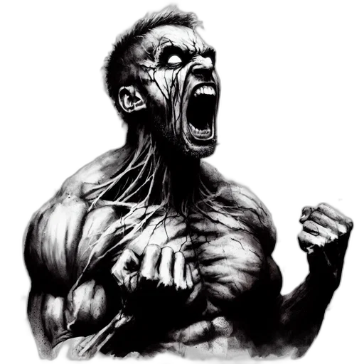creature, face, comic book art, photorealistic transparent PNG cut-out
