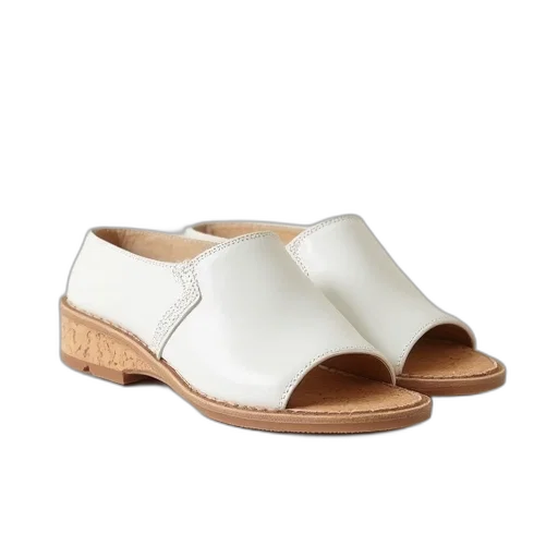 shoes, white, cork, mules transparent PNG cut-out