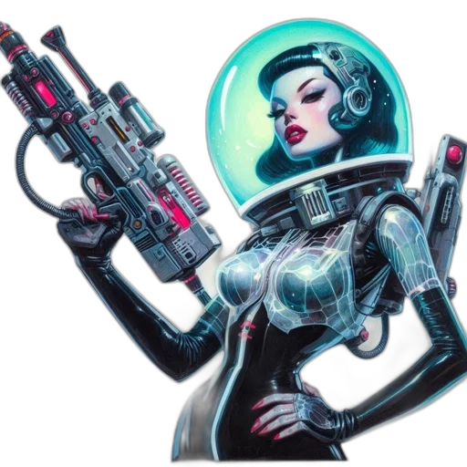 robot, weapon, concept art, cyberpunk transparent PNG cut-out