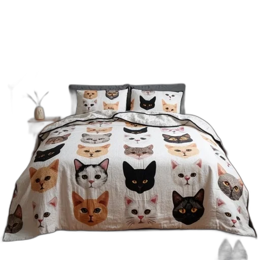 cozy, bedroom, large, bed transparent PNG cut-out