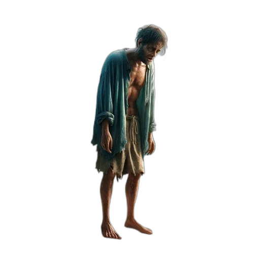 dress, creature, staff, 3d render transparent PNG cut-out