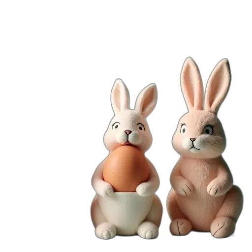 3d render, easter, bunnies, egg transparent PNG cut-out