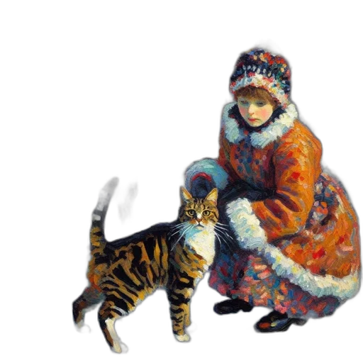 animal, hat, oil painting, photorealistic transparent PNG cut-out
