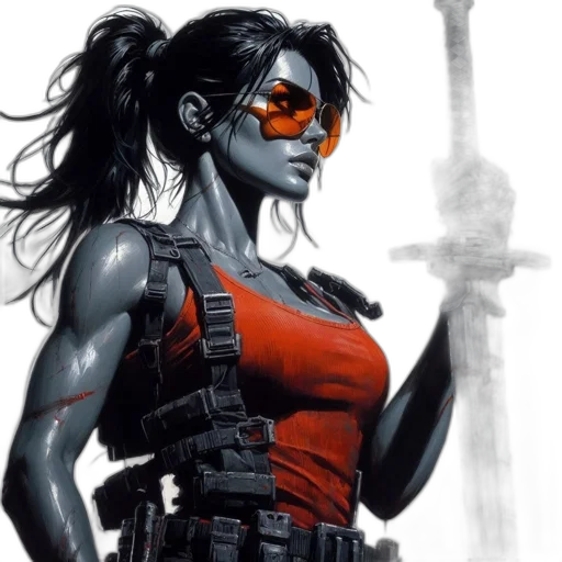 comic book art, cyberpunk, concept art, fantasy art transparent PNG cut-out
