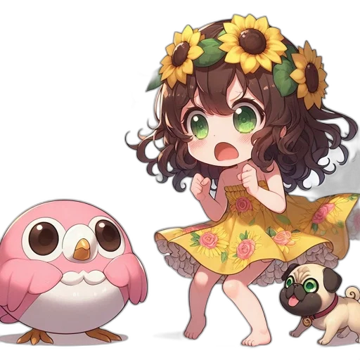 dress, animal, creature, anime transparent PNG cut-out