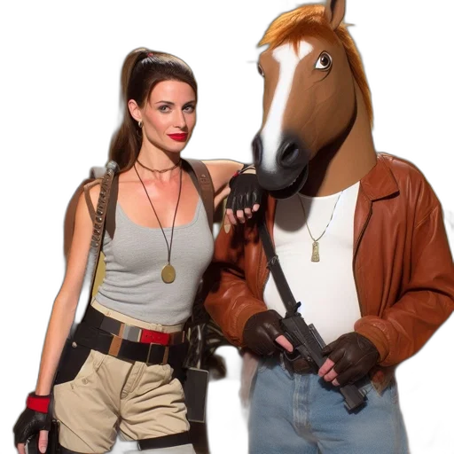 weapon, animal, jacket, staff transparent PNG cut-out