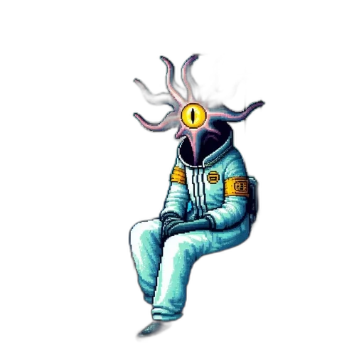 jacket, robot, creature, staff transparent PNG cut-out