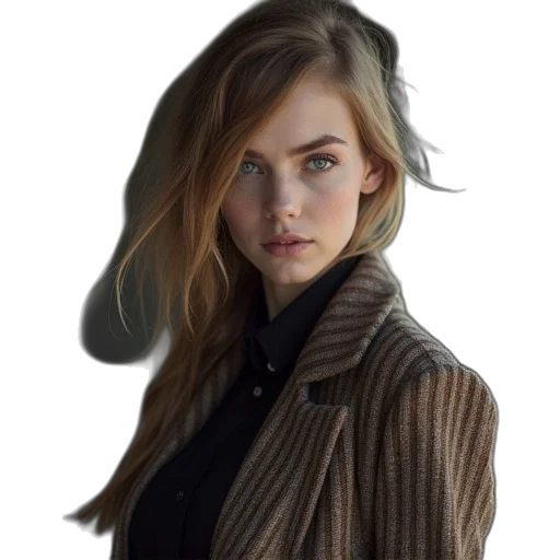 jacket, face, hair, dress transparent PNG cut-out