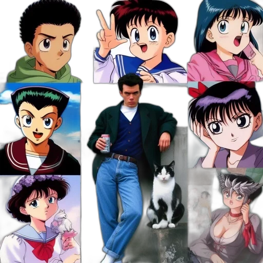 anime, vaporwave, cartoon, concept art transparent PNG cut-out
