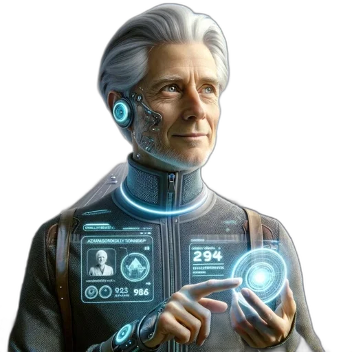 robot, face, staff, jacket transparent PNG cut-out
