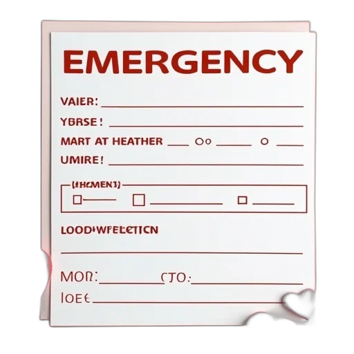 emergency, card, form, has transparent PNG cut-out