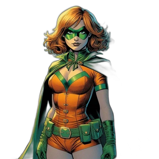 comic book art, concept art, green, female transparent PNG cut-out