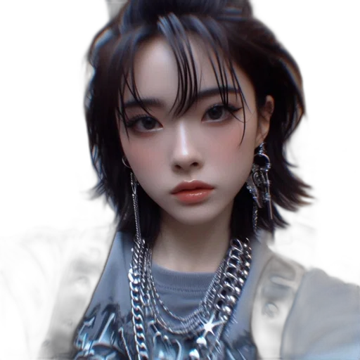 jewelry, jacket, face, staff transparent PNG cut-out