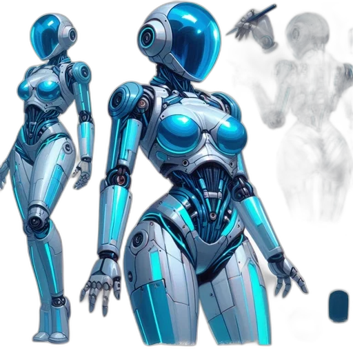 robot, concept art, 3d render, cyberpunk transparent PNG cut-out