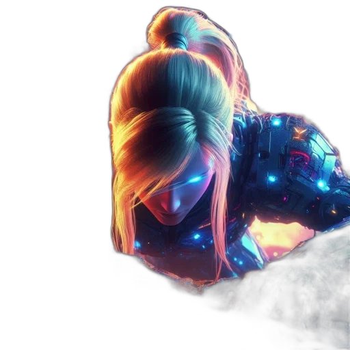face, jacket, concept art, cyberpunk transparent PNG cut-out