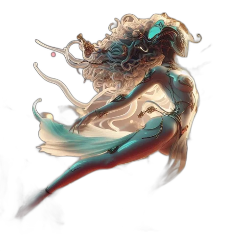 hair, dragon, creature, staff transparent PNG cut-out