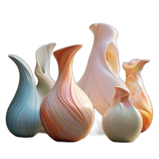 3d render, photorealistic, pastel, varying transparent PNG cut-out