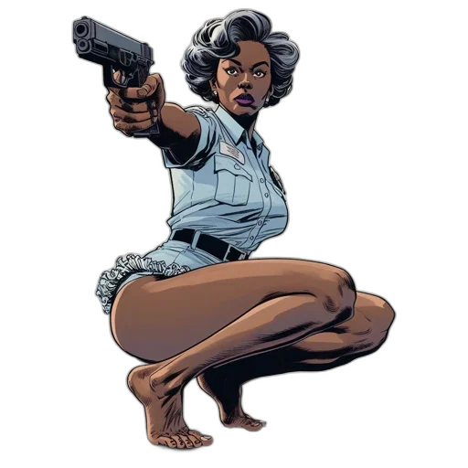 weapon, comic book art, concept art, policewoman transparent PNG cut-out