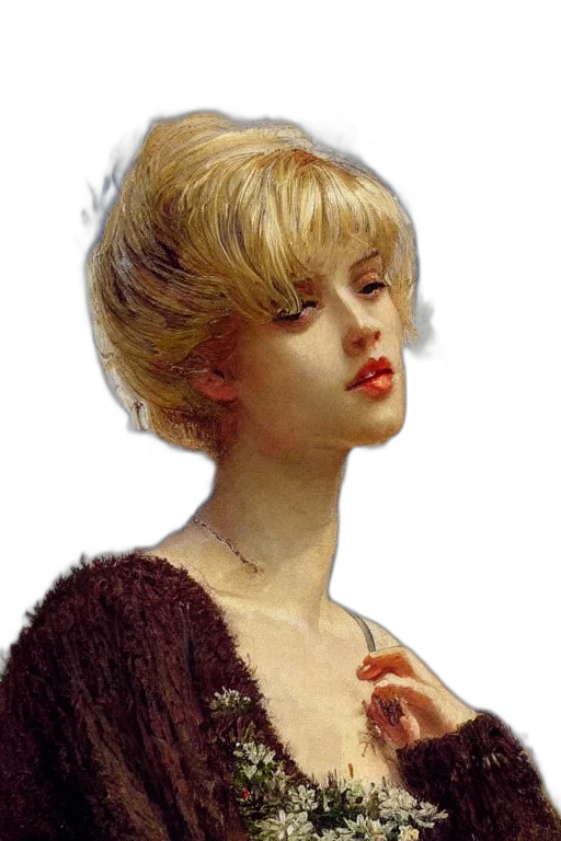 face, jewelry, dress, oil painting transparent PNG cut-out