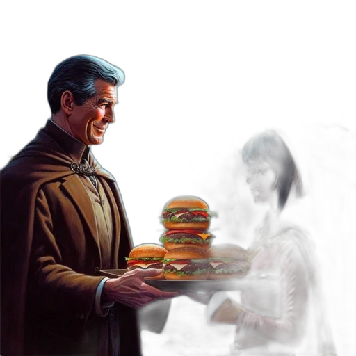 food, concept art, comic book art, photorealistic transparent PNG cut-out