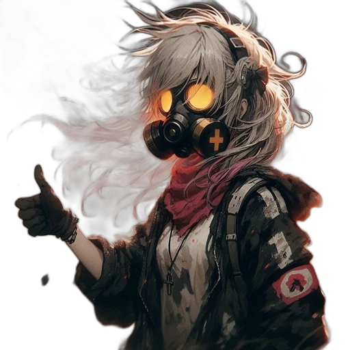 mask, jacket, face, weapon transparent PNG cut-out