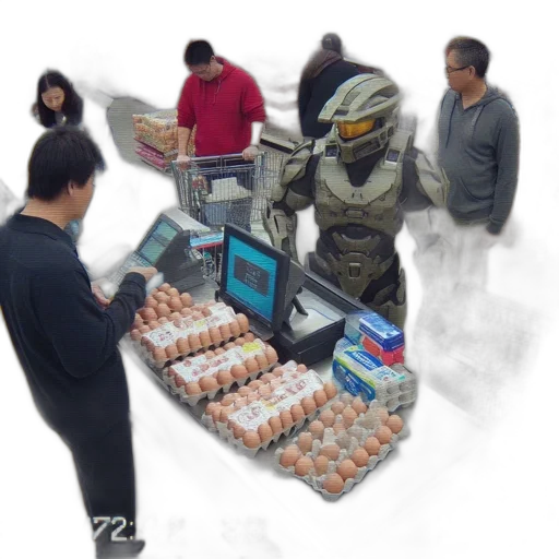 robot, food, 3d render, vaporwave transparent PNG cut-out