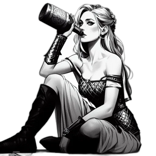 staff, dress, sword, comic book art transparent PNG cut-out