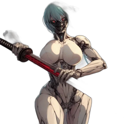 robot, weapon, sword, staff transparent PNG cut-out