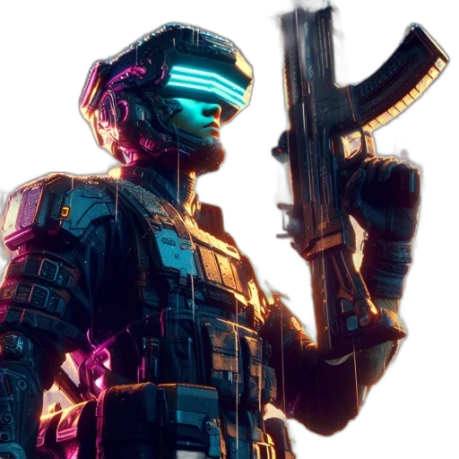 robot, weapon, cyberpunk, concept art transparent PNG cut-out