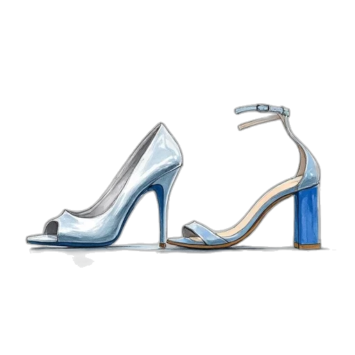 shoes, blue, sketches, sandles transparent PNG cut-out