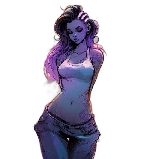 comic book art, concept art, watercolor, cyberpunk transparent PNG cut-out