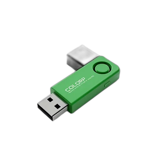 3d render, green, usb, flash transparent PNG cut-out