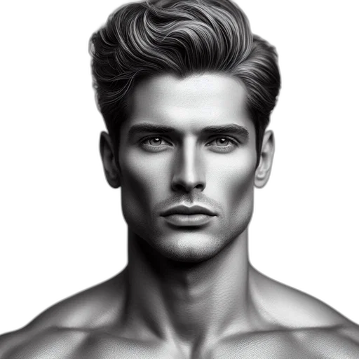 hair, face, photorealistic, pencil sketch transparent PNG cut-out