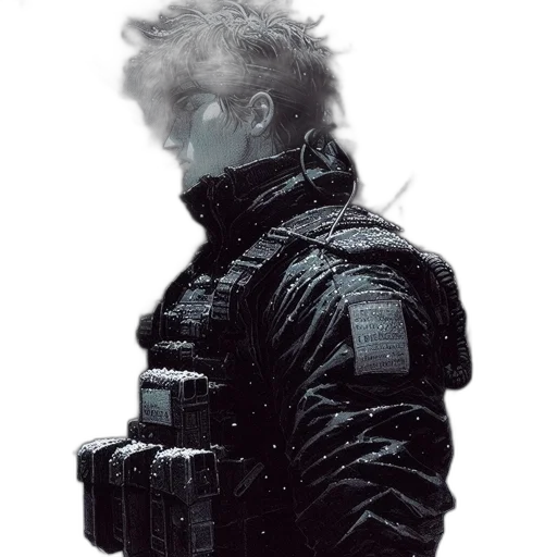 jacket, weapon, face, hair transparent PNG cut-out