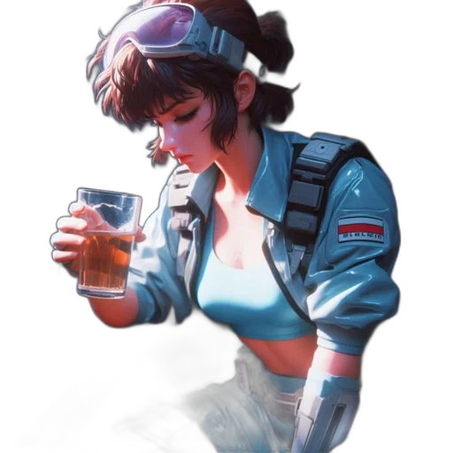 jacket, weapon, face, robot transparent PNG cut-out