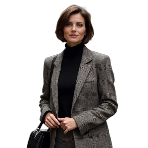 jacket, staff, jewelry, woman transparent PNG cut-out